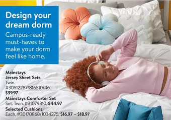 Walmart Mainstays Jersey Sheet Sets | Mainstays Comforter Set | Cushions offer