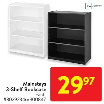 Walmart Mainstays 3-Shelf Bookcase offer