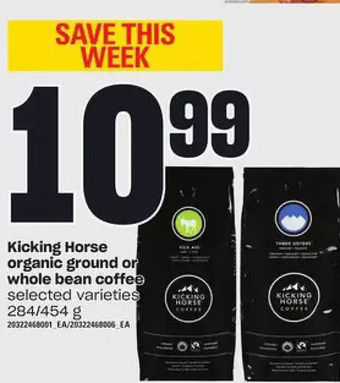 Loblaws Kicking Horse Organic Ground or Whole Bean Coffee offer