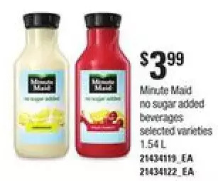 Loblaws Minute Maid No Sugar Added Beverages offer