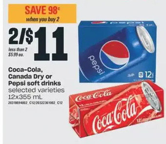 Independent Grocer Coca-Cola, Canada Dry or Pepsi Soft Drinks offer