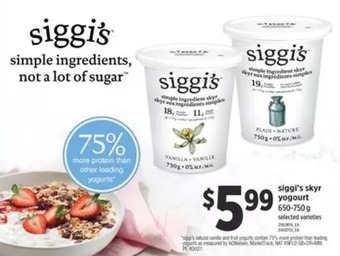 Independent Grocer Siggi's Skyr Yogourt offer