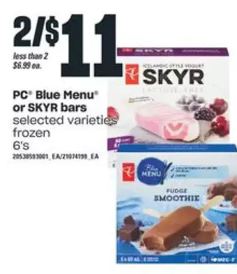 Independent Grocer PC Blue Menu or Skyr Bars offer