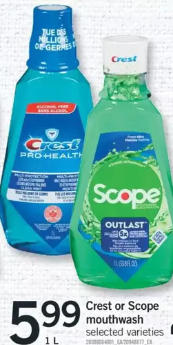 Fortinos Crest or Scope Mouthwash offer
