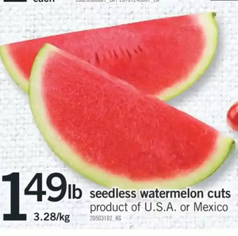 Fortinos Seedless Watermelon Cuts offer