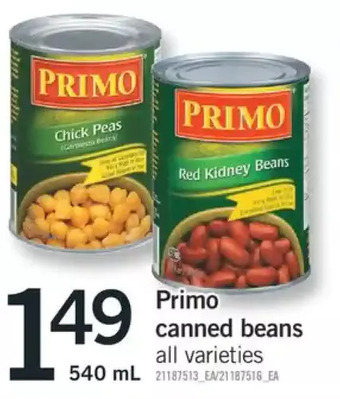Fortinos Primo Canned Beans offer