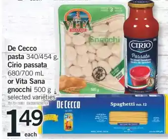 Fortinos De Cecco Pasta, Curio Passata or Vita Sana Gnocchi offer