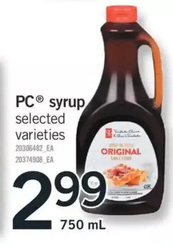 Fortinos PC Syrup offer