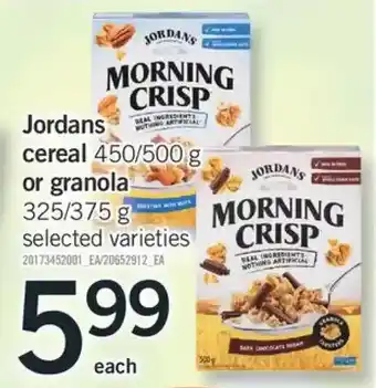 Fortinos Jordans Cereal or Granola offer