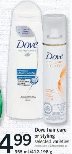 Fortinos Dove Hair Care or Styling offer