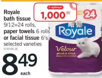 Fortinos Royale Bath Tissue, Paper Towels or Facial Tissue offer