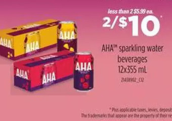 Zehrs Markets Aha Sparkling Water Beverages offer