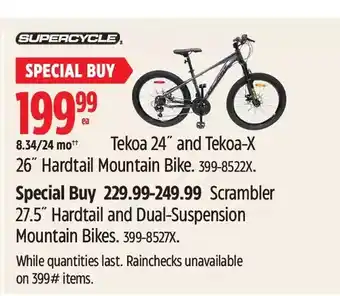 Canadian Tire Tekoa 24" and Tekoa-X 26" Hardtail Mountain Bike | Scrambler 27.5" Hardtail and Dual-Suspension Mountain Bikes offer