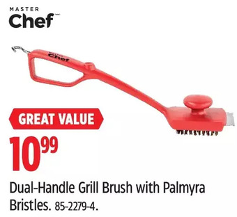 Canadian Tire Master Chef Dual-Handle Grill Brush with Palmyra Bristles offer