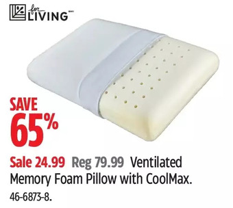 Canadian Tire for Living Ventilated Memory Foam Pillow with Coolmax offer