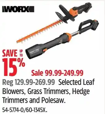 Canadian Tire Worx Leaf Blowers, Grass Trimmers, Hedge Trimmers and Polesaw offer