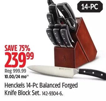 Canadian Tire Henckels 14-Pc Balanced Forged Knife Block Set offer