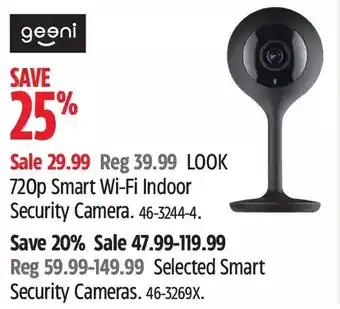 Canadian Tire Geeni Look 720P Smart Wi-Fi Indoor Security Camera | Smart Security Cameras offer