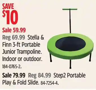 Canadian Tire Stella & Finn 3-Ft Portable Junior Trampoline | Step2 Portable Play & Fold Slide offer