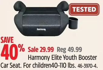 Canadian Tire Harmony Elite Youth Booster Car Seat offer