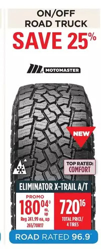 Canadian Tire Motomaster on/off Road Truck Eliminator X-Trail a/T Tire offer