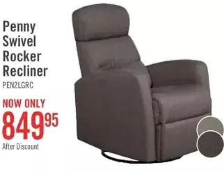 The Brick Penny Linen-Look Fabric Swivel Rocker Recliner - Grey offer