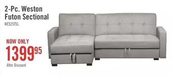 The Brick Weston 2-Piece Linen-Look Fabric Left-Facing Futon Sectional - Steel offer