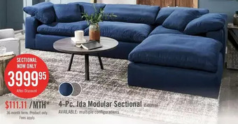 The Brick Ida 4-Piece Linen-Look Fabric Modular Sectional with Ottoman - Navy offer