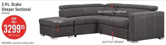 The Brick Drake 3-Piece Faux Suede Left-Facing Sleeper Sectional - Cement offer