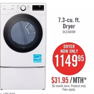 The Brick LG 7.3-cu. ft Dryer offer