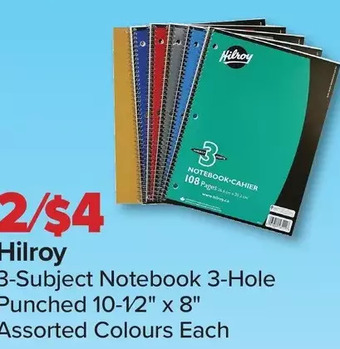 PharmaChoice Hilroy 3-Subject Notebook 3-Hole Punched 10-1/2" X 8" offer