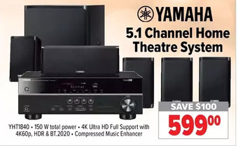 2001 Audio Video Yamaha 5.1 Channel Home Theatre System offer