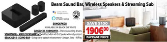 2001 Audio Video Sonos Ultimate Wireless Audio Package Beam Sound Bar, Wireless Speakers & Streaming Sub offer