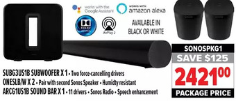 2001 Audio Video Sonos Wireless Sound Bar, Multi-Room Speakers & Subwoofer offer