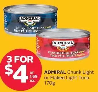 Rexall Admiral Chunk Light or Flaked Light Tuna offer