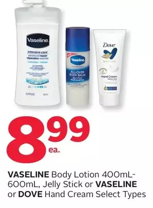 Rexall Vaseline Body Lotion, Jelly Stick or Vaseline or Dove Hand Cream offer