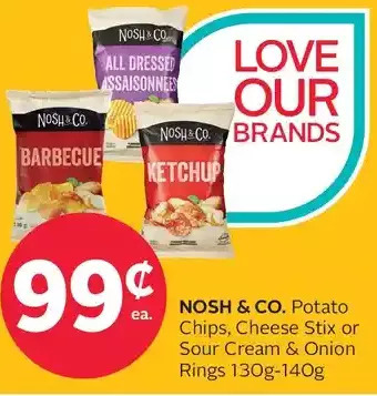 Rexall Nosh & Co. Potato Chips, Cheese Stix or Sour Cream & Onion Rings offer