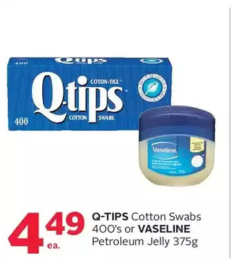 Rexall Q-Tips Cotton Swabs or Vaseline Petroleum Jelly offer