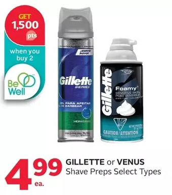 Rexall Gillette or Venus Shave Preps offer