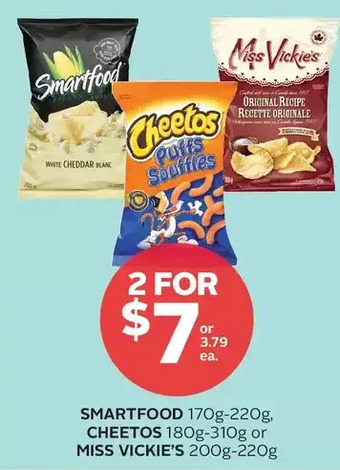 Rexall Smartfood, Cheetos or Miss Vickie's offer