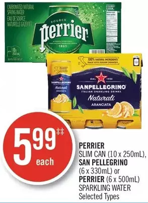 Shoppers Drug Mart Perrier Slim Can, San Pellegrino or Perrier Sparkling Water offer