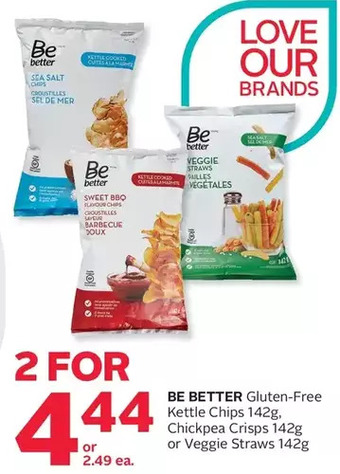 Rexall Be Better Gluten-Free Kettle Chips, Chickpea Crisps or Veggie Straws offer