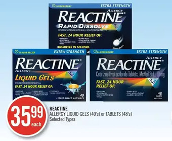 Shoppers Drug Mart Reactine Allergy Liquid Gels or Tablets offer