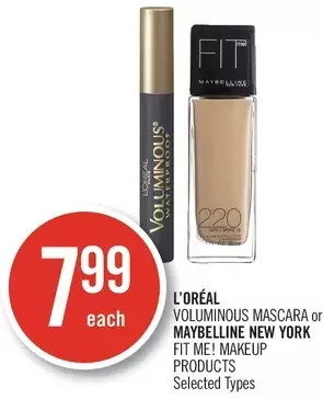 Shoppers Drug Mart L'Oréal Voluminous Mascara or Maybelline New York Fit Me! Makeup Products offer