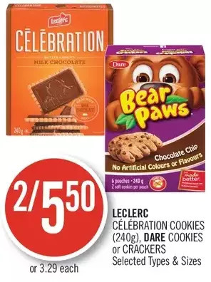 Shoppers Drug Mart Leclerc Celebration Cookies, Dare Cookies or Crackers offer