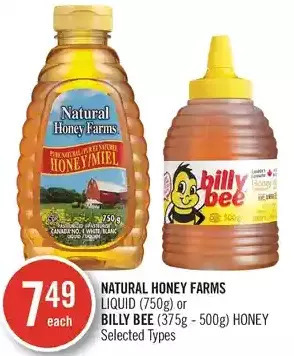 Shoppers Drug Mart Natural Honey Farms Liquid or Billy Bee Honey offer