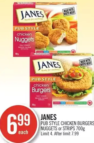 Shoppers Drug Mart Janes Pub Style Chicken Burgers, Nuggets or Strips offer