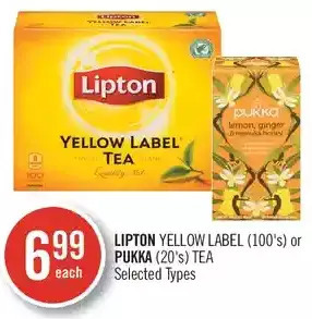 Shoppers Drug Mart Lipton Yellow Label or Pukka Tea offer
