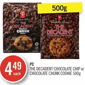 Shoppers Drug Mart PC the Decadent Chocolate Chip or Chocolate Chunk Cookie offer