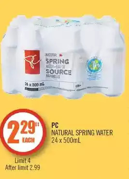 Shoppers Drug Mart PC Natural Spring Water offer